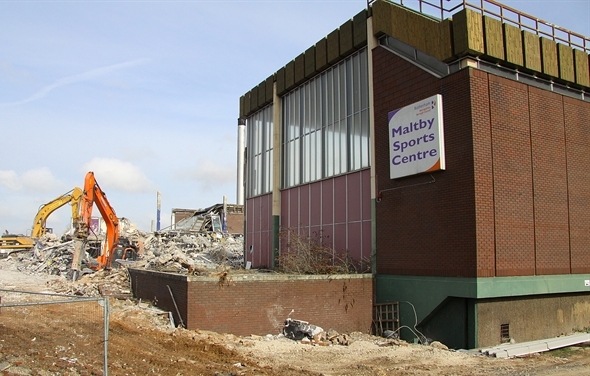 The first Maltby Centre being demolished